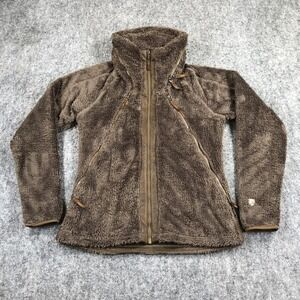 Kuhl Flight Jacket Womens Medium Brown/olive Fuzzy Fleece Full Zip Thumbholes